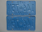 1970 YOM Clear Ontario License Plates