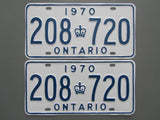 1970 YOM Clear Ontario License Plates