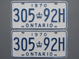 1970 YOM Clear Ontario License Plates