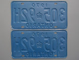 1970 YOM Clear Ontario License Plates
