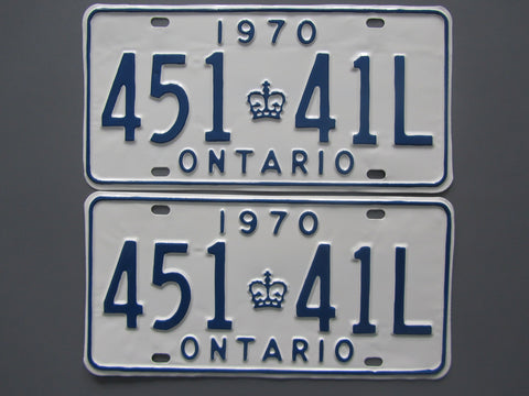 1970 YOM Clear Ontario License Plates