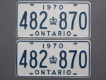 1970 YOM Clear Ontario License Plates