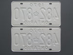 1970 YOM Clear Ontario License Plates