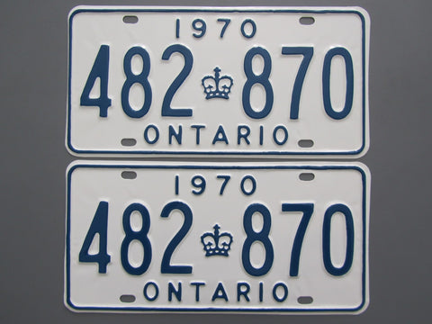 1970 YOM Clear Ontario License Plates