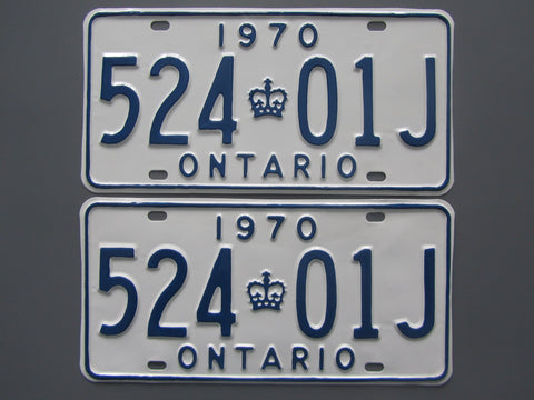 1970 YOM Clear Ontario License Plates