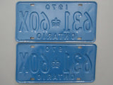 1970 YOM Clear Ontario License Plates