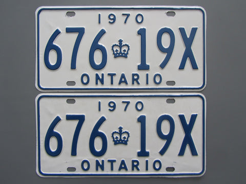 1970 YOM Clear Ontario License Plates