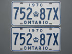 1970 YOM Clear Ontario License Plates