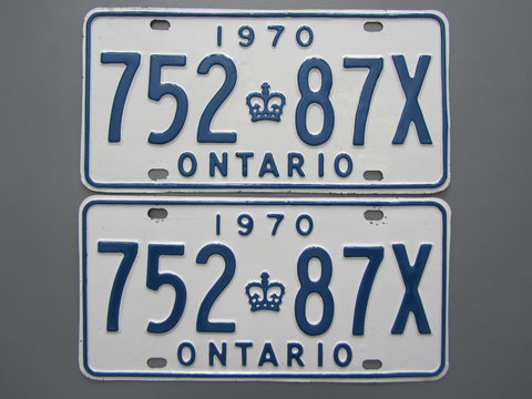 1970 YOM Clear Ontario License Plates