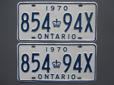 1970 YOM Clear Ontario License Plates