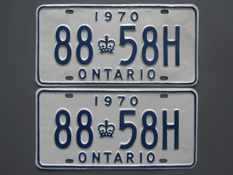 1970 YOM Clear Ontario License Plates