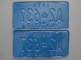 1970 YOM Clear Ontario License Plates