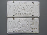 1971 YOM Clear Ontario License Plates