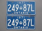 1971 YOM Clear Ontario License Plates