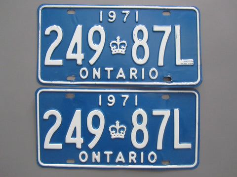 1971 YOM Clear Ontario License Plates