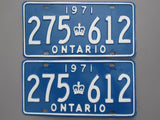 1971 YOM Clear Ontario License Plates