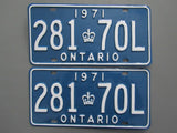 1971 YOM Clear Ontario License Plates