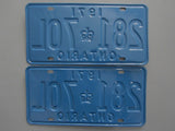 1971 YOM Clear Ontario License Plates