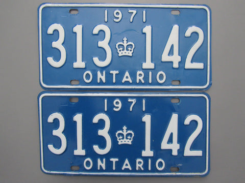 1971 YOM Clear Ontario License Plates