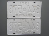 1971 YOM Clear Ontario License Plates