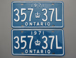 1971 YOM Clear Ontario License Plates