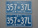 1971 YOM Clear Ontario License Plates