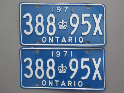 1971 YOM Clear Ontario License Plates