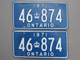 1971 YOM Clear Ontario License Plates