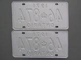 1971 YOM Clear Ontario License Plates