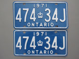 1971 YOM Clear Ontario License Plates