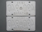 1971 YOM Clear Ontario License Plates