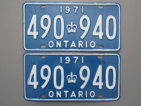 1971 YOM Clear Ontario License Plates