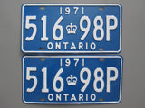 1971 YOM Clear Ontario License Plates
