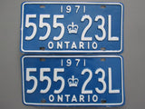 1971 YOM Clear Ontario License Plates