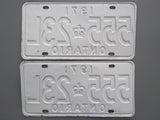 1971 YOM Clear Ontario License Plates
