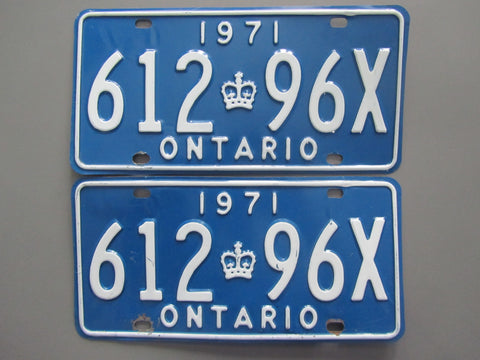 1971 YOM Clear Ontario License Plates