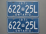 1971 YOM Clear Ontario License Plates