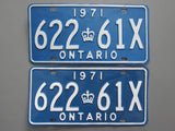 1971 YOM Clear Ontario License Plates