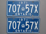 1971 YOM Clear Ontario License Plates