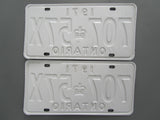 1971 YOM Clear Ontario License Plates