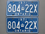 1971 YOM Clear Ontario License Plates