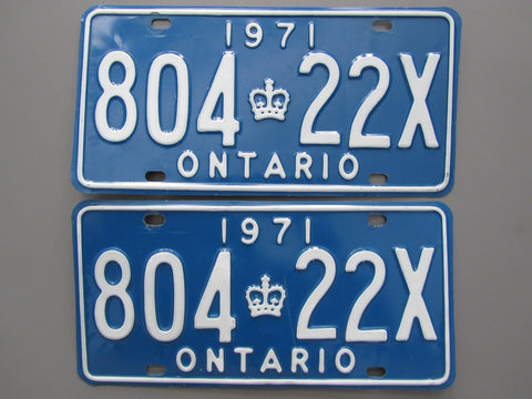 1971 YOM Clear Ontario License Plates