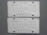 1971 YOM Clear Ontario License Plates