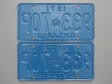 1971 YOM Clear Ontario License Plates