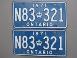 1971 YOM Clear Ontario License Plates