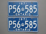 1971 YOM Clear Ontario License Plates