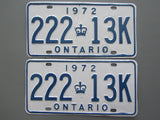 1972 YOM Clear Ontario License Plates