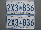 1972 YOM Clear Ontario License Plates