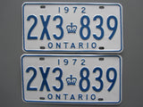 1972 YOM Clear Ontario License Plates