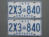 1972 YOM Clear Ontario License Plates